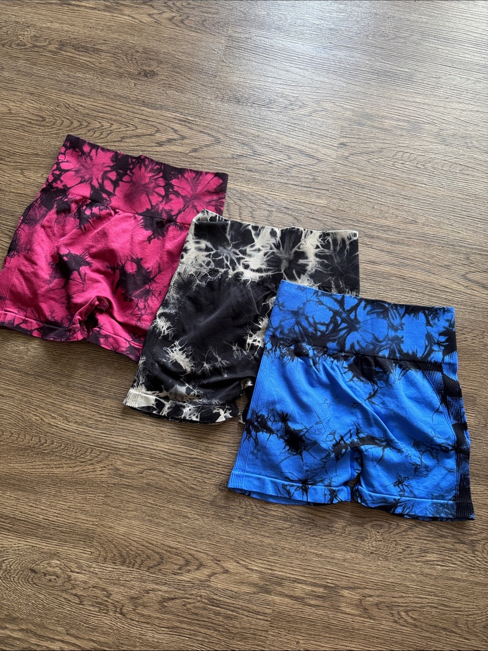 3 Pack Seamless Scrunch Butt Biker Shorts High Waist Tie Dye Workout Gym Small
